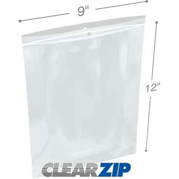 International Plastics CZH20912 9 x 12 in. ClearZip with Hanghole Bags, 0.002 Gauge - Case of 1000