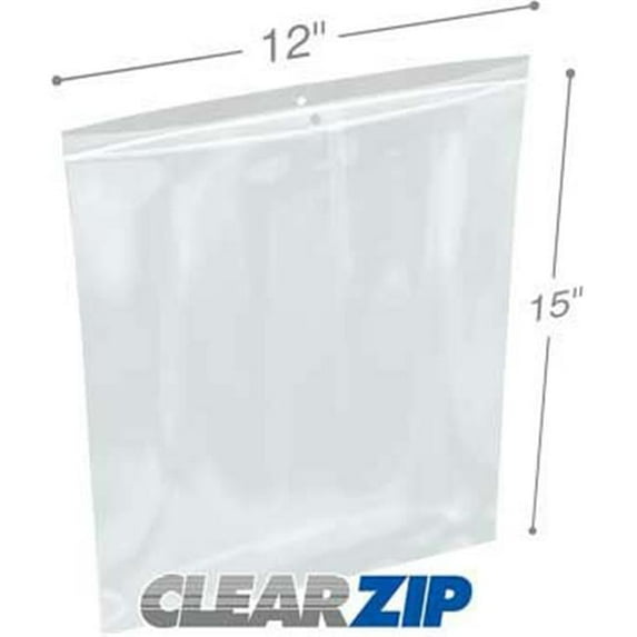 International Plastics CZH41215 12 x 15 in. ClearZip with Hanghole Bags, 0.004 Gauge - Case of 500