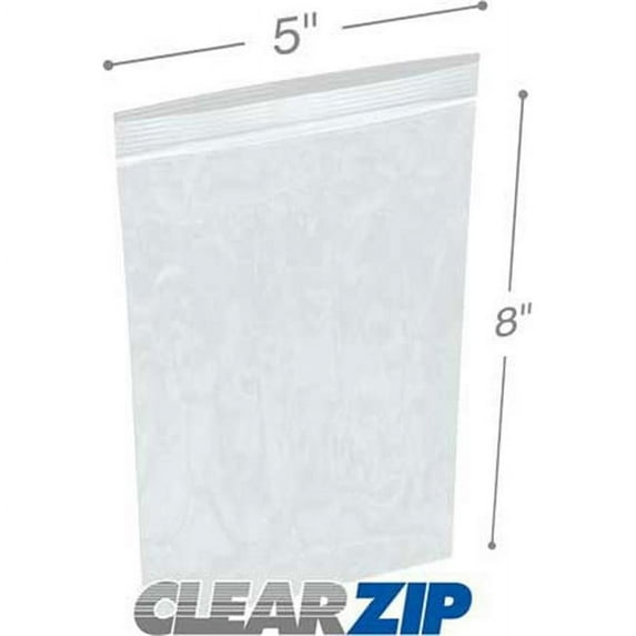 International Plastics CZPP20508 5 x 8 in. High Clarity Polypropylene Zipper Locking Bags - Case of 1000