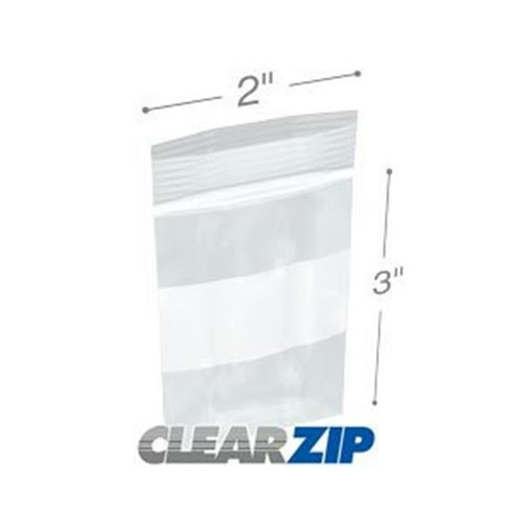International Plastics CZW20203 2 x 3 in. 2 Mil ClearZip Whiteblock Lock Top Bags - Case of 1000