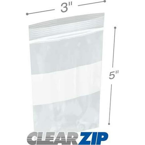 International Plastics CZW40305 3 x 5 in. 4 Mil ClearZip Whiteblock Lock Top Bags - Case of 1000
