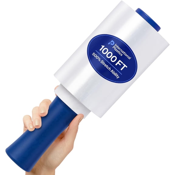 International Plastics Co. 5" Plastic Stretch Film Wrap with Rotating Handle 1000 feet 500% Stretch Ability