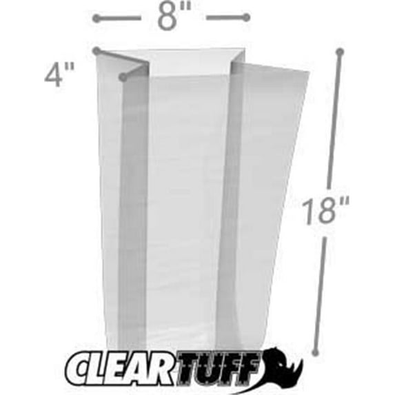 International Plastics GB2080418 8 x 4 x 18 in. 2 Mil Clear Gusseted Poly Bags - Case of 1000