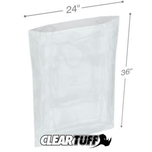 International Plastics PB12436 24 x 36 in. Clear Poly Bags, 0.00125 Gauge - Case of 500