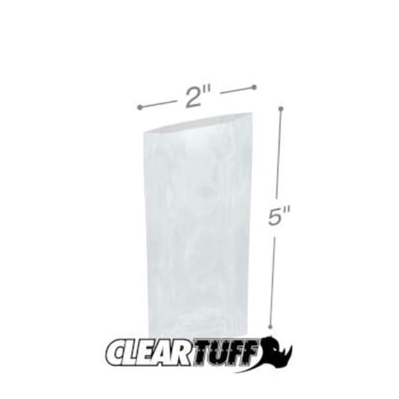 International Plastics PB20205 2 x 5 in. Clear Poly Bags, 0.002 Gauge - Case of 1000