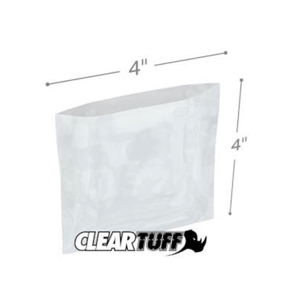 International Plastics PB20404 4 x 4 in. Clear Poly Bags, 0.002 Gauge - Case of 1000