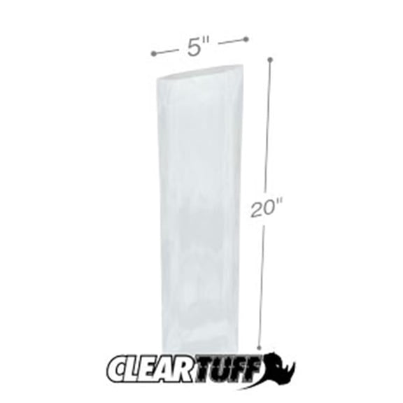 International Plastics PB20520 5 x 20 in. Clear Poly Bags, 0.002 Gauge - Case of 1000