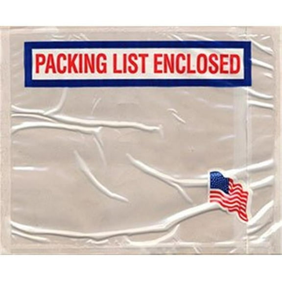 International Plastics PL-HP-USA1 4.5 x 5.5 in. USA Flag Packing List - Case of 1000
