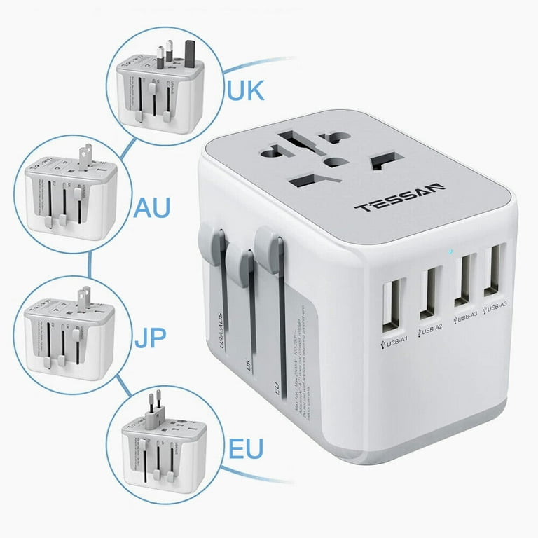 AUS/US/UK/EU Universal Travel Adapter with 4 USB Ports