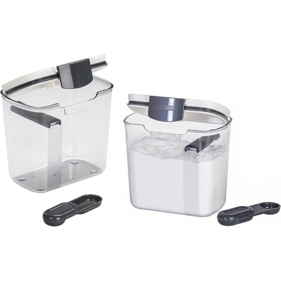 International Prepworks ProKeeper 2- Kitchen Clear Baker's Kitchen Storage Organization Canister Set (Powdered Sugar 1.4-Quart)