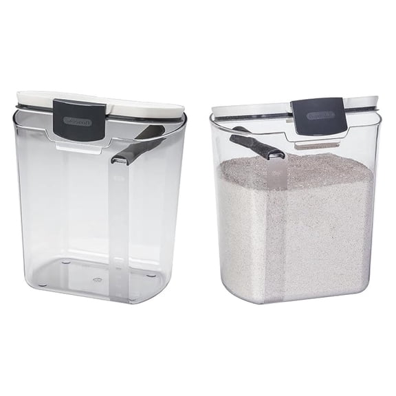 International Prepworks ProKeeper 2- Piece Kitchen Clear Food Baker's Kitchen Storage Organization Canister Set (Flour 4-Quart)