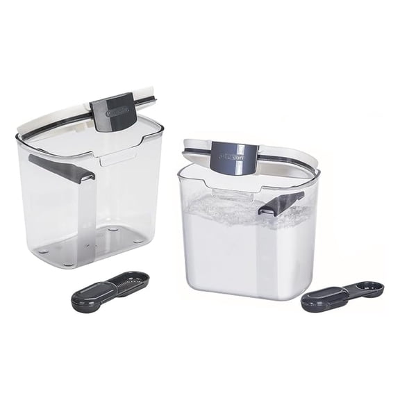 International Prepworks ProKeeper 2- Piece Kitchen Clear Food Baker's Kitchen Storage Organization Canister Set (Powdered Sugar 1.4-Quart)