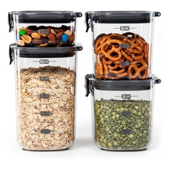 International ProKeeper+ 4-Piece Clear Plastic Modular Airtight Pantry Food/Snack Kitchen Storage Organization Container Canister Set