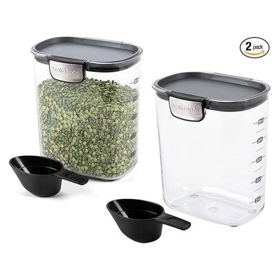 International ProKeeper+ Clear Plastic Airtight Food Baker's Kitchen Storage Organization Container Canister Set with Magnetic Accessories, 2- Piece Set (Grain 2.5-Quart)