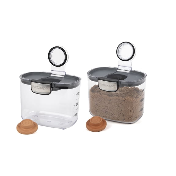 International Prokeeper+ Clear Plastic Airtight Food Baker's Kitchen Storage Organization Container Canister Set With Magnetic Accessories  2- Piece (brown Sugar 1.4-quart)