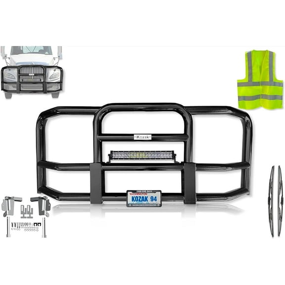 Compatible with International Prostar Front Grille Deer Moose Brush Guard - Black (Kozak)