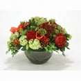 thumbnail image 1 of International  Red, Green, Orange Garden Flowers in Round Glass Bowl, 1 of 1