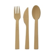 International Silver 72 Piece Flatware Set | Lets Eat Collection | Bamboo Disposable Cutlery Set | BPA-Free, Eco-Friendly, Biodegradable, Compostable, Sustainable Flatware for Events