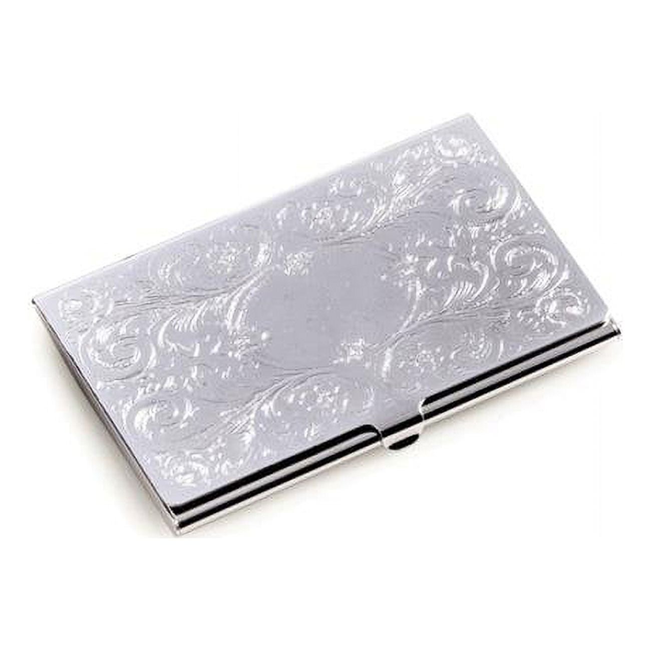 International Silver Plated Business Card Case with Filigree & Oval