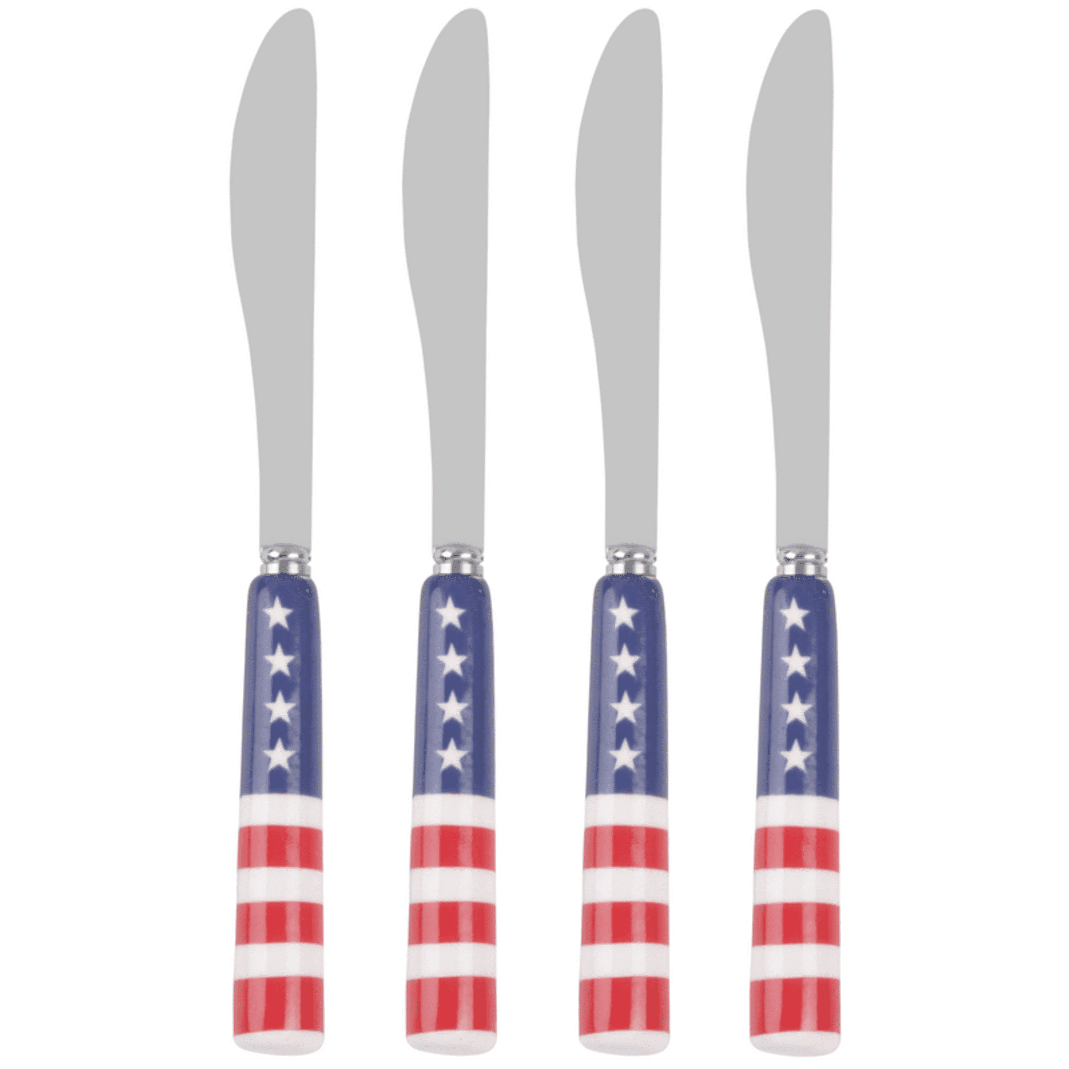 International Silver Stars and Stripes Ceramic Handle Spreader Set of 4