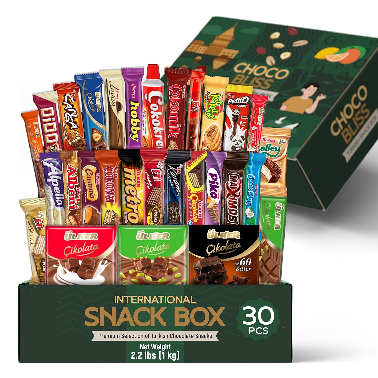 International Snack Box, 30 FullSize Chocolate Assortment Bars