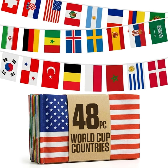 International Soccer Flags Banner, Vibrant National Team Emblems for Football Fans, Crisp Bold Designs for Indoor Outdoor Decor, Match Day Parties Backyard Patios