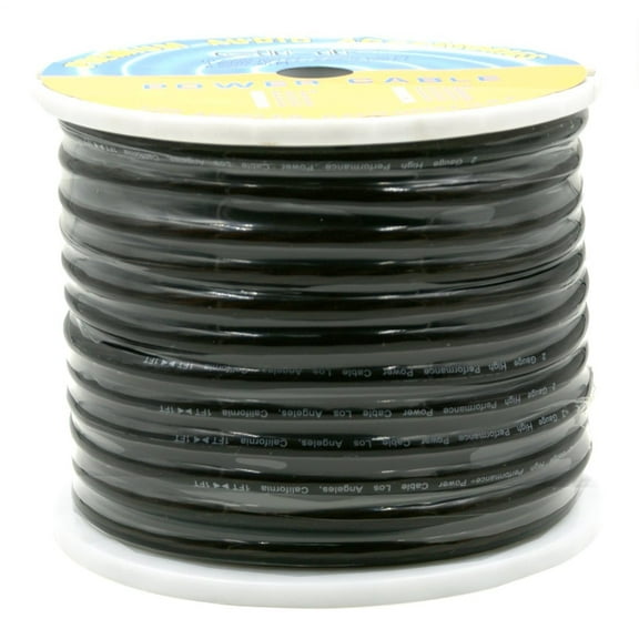 International Standard 2 Gauge 20 Feet Black See Through AMP Power/ Ground Cable