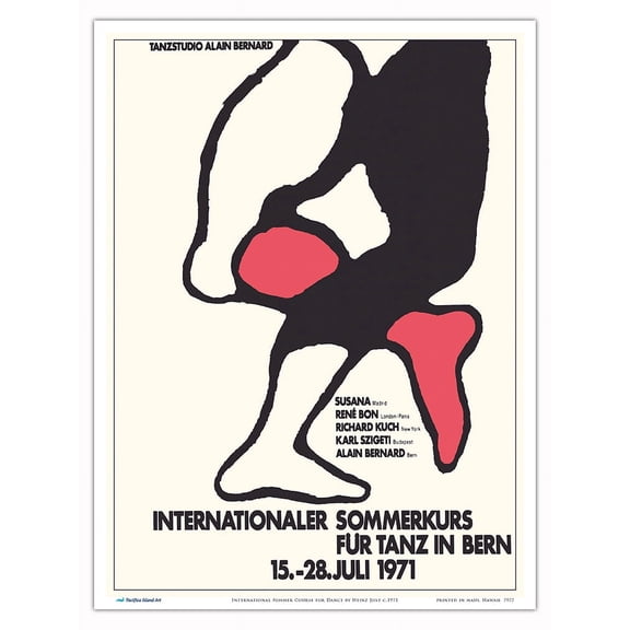 International Summer Course for Dance (Internationaler Sommerkurs Fur Tanz) - Vintage Swiss Dance Poster by Heinz Jost c.1971 - Master Art Print (Unframed) 9in x 12in