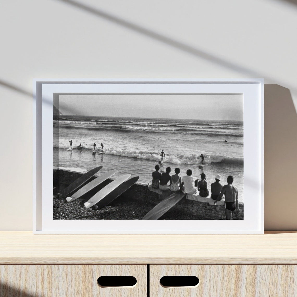 International Surfing Day 1950 Wall Art Print, Black And White Ocean ...