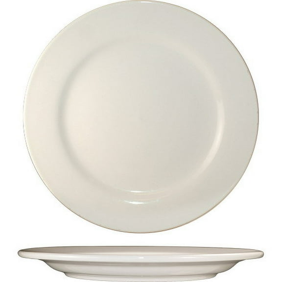 International Tableware Roma Wide Rim Rolled Edge Round Plate American White, 5.5" Diameter x 1/2" Height, Stoneware | 36/Case