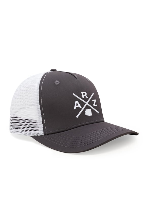 ARZ (Arizona) - Hat for Men and Women - Snapback Trucker Baseball Cap (Grey/White)