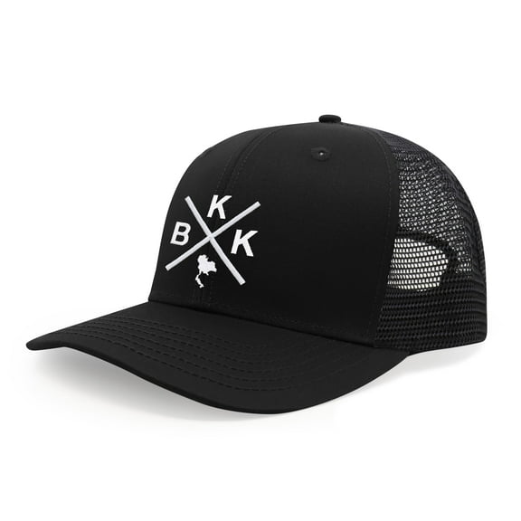 International Tie Bangkok BKK Hat for Men and Women - Snapback Trucker Baseball Cap (All Black)