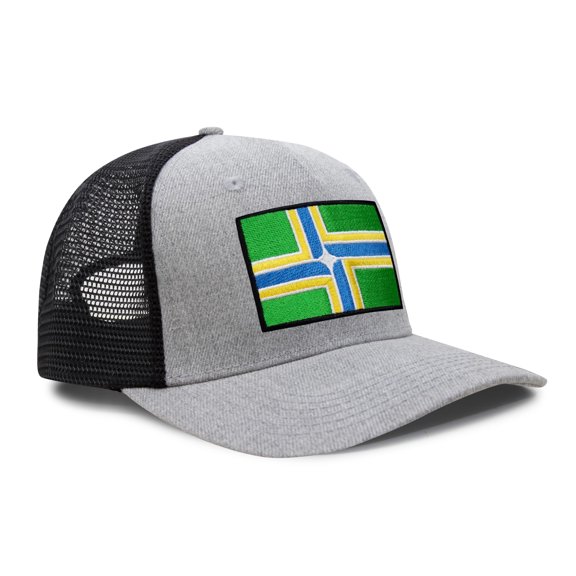 International Tie City Hat for Men and Women, Adjustable Snapback Trucker Baseball Cap with Embroidered Patch (Portland, Grey Black)