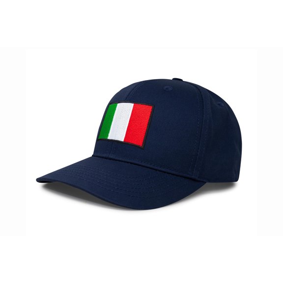 International Tie Country Hat for Men and Women, Adjustable Snapback Trucker Baseball Cap with Embroidered Patch (Italy, All Navy)