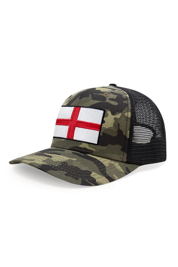 England - Saint George Flag Hat for Men and Women, Adjustable Snapback Trucker Baseball Cap (Camouflage)