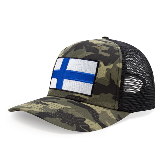 International Tie Finland Flag Hat for Men and Women - Adjustable Snapback Trucker Baseball Cap (Camouflage)