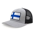 thumbnail image 1 of International Tie Finland Flag Hat for Men and Women - Adjustable Snapback Trucker Baseball Cap (Grey Black), 1 of 3