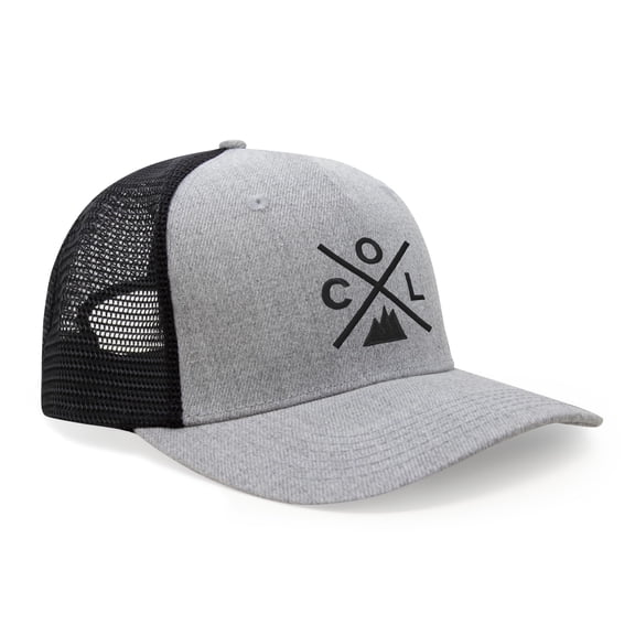 International Tie Hat for Men and Women, Adjustable Snapback Trucker Baseball Cap, Embroidered Cross Logo (COL - Colorado, Grey Black)