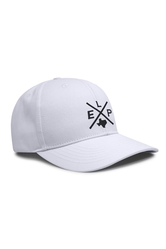 Hat for Men and Women, ELP Snapback Trucker Baseball Cap, Embroidered Cross Logo (ELP - El Paso, All White)