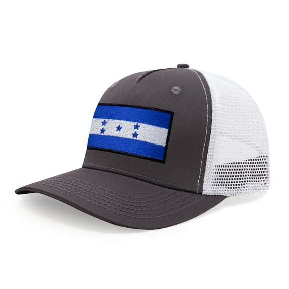 International Tie Honduras Flag Hat for Men and Women - Adjustable Snapback Trucker Baseball Cap (Grey White)