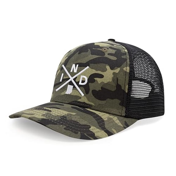 International Tie Indiana IND Hat for Men and Women - Snapback Trucker Baseball Cap (Camouflage)