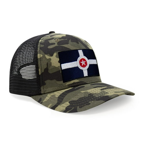 International Tie Indianapolis Flag Hat for Men and Women – Snapback Trucker Baseball Cap (Camouflage)