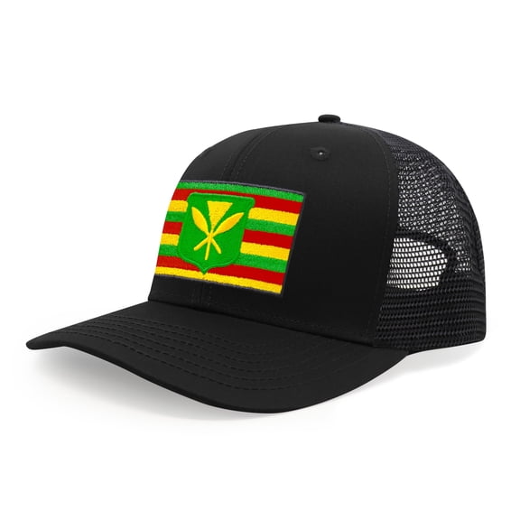 International Tie Kanaka Maoli Hat for Men and Women - Snapback Trucker Baseball Cap (All Black)