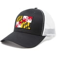 thumbnail image 1 of Maryland Flag Hat for Men and Women – The Free State Snapback Trucker Baseball Cap by International Tie (Black/White), 1 of 8