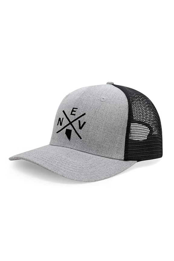 Nevada NEV Hat for Men and Women - Snapback Trucker Baseball Cap (Grey/Black)