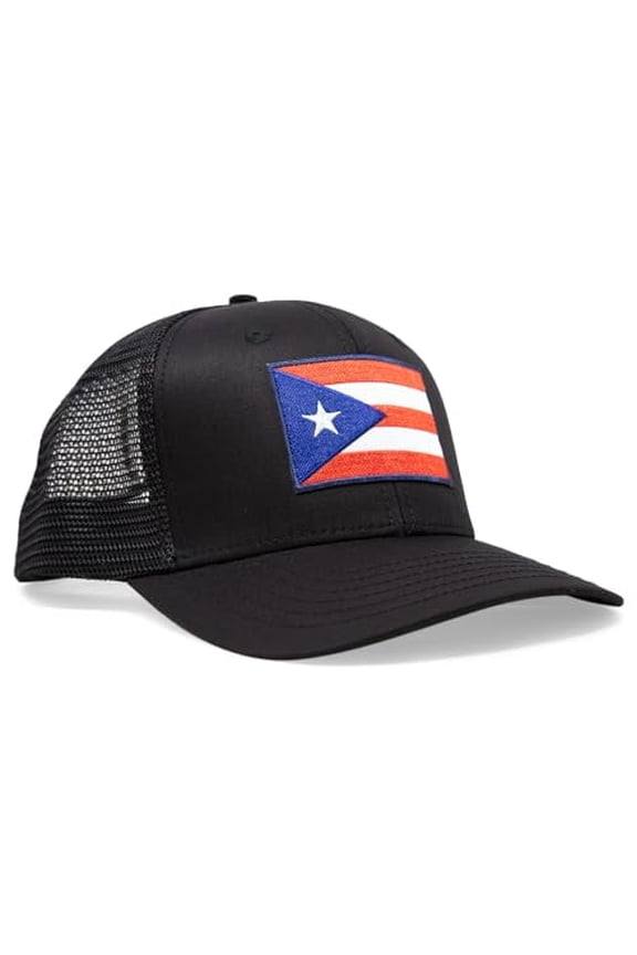 Puerto Rico Flag Hat for Men and Women – Snapback Trucker Baseball Cap by International Tie (All Black)