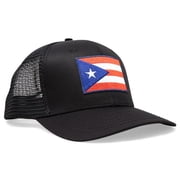 Puerto Rico Flag Hat for Men and Women   Snapback Trucker Baseball Cap by International Tie All Black