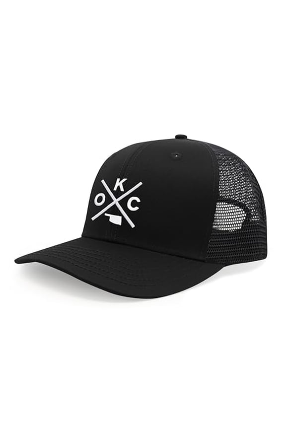 Oklahoma City OKC Hat for Men and Women - Snapback Trucker Baseball Cap (All Black)