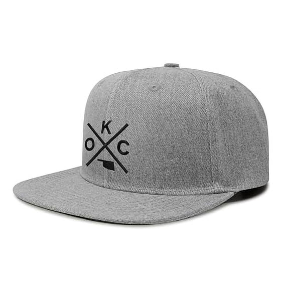 International Tie Oklahoma City OKC Hat for Men and Women - Snapback Trucker Baseball Cap (Grey Flatbill)