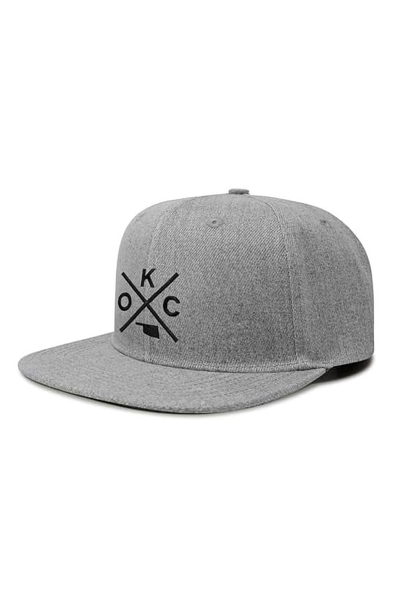 Oklahoma City OKC Hat for Men and Women - Snapback Trucker Baseball Cap (Grey Flatbill)